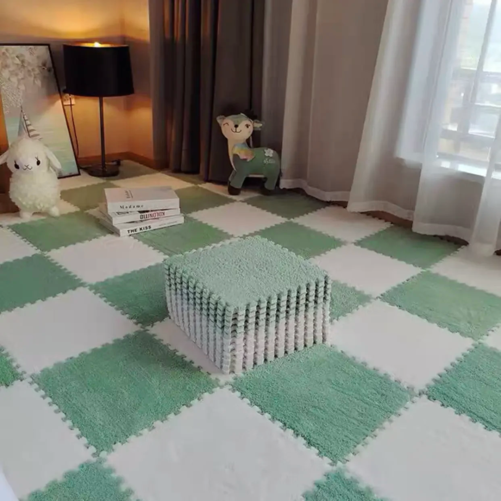 Коврик-пазл с плюшевым покрытием, термоковрик, мягкий детский мат, 60*90см, 6 пазлов, цвет зеленый Каменец-Подольский - изображение 2