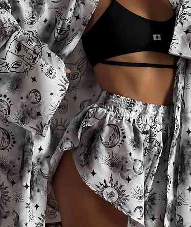 Женский стильный домашний комплект двойка софт принт Белый Одесса