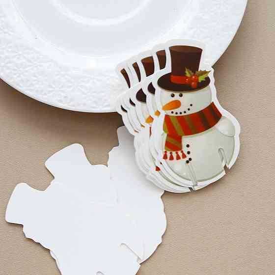 Декор бокалов на новый год Снеговик 10 штук 70 на 45 мм разноцветный Киев