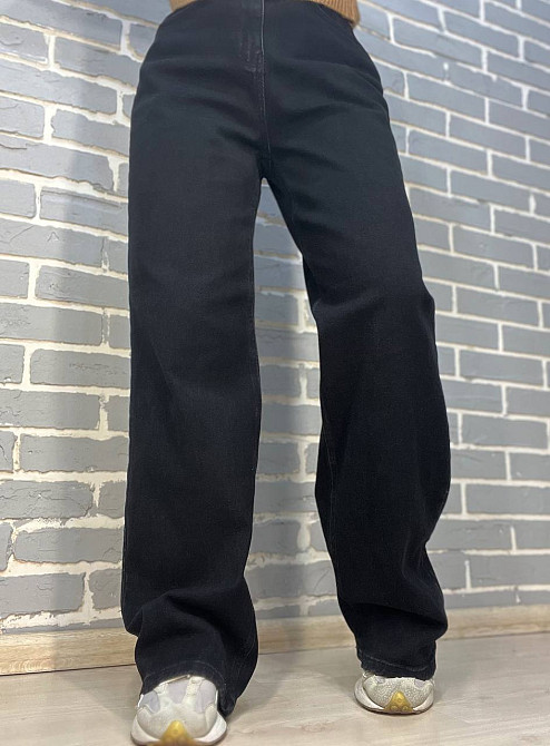 Джинсы женские Bella 4511 увеличенные размеры палаццо равны от бедра стрейчевые, черный, 44, 44, 90  Одесса - изображение 4