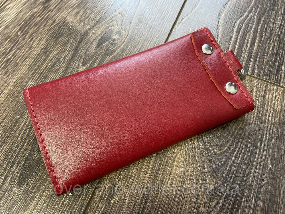 Жіноча шкіряна ключниця з карабінами під кожен ключ червоного кольору PS Leather Київ - фото 4