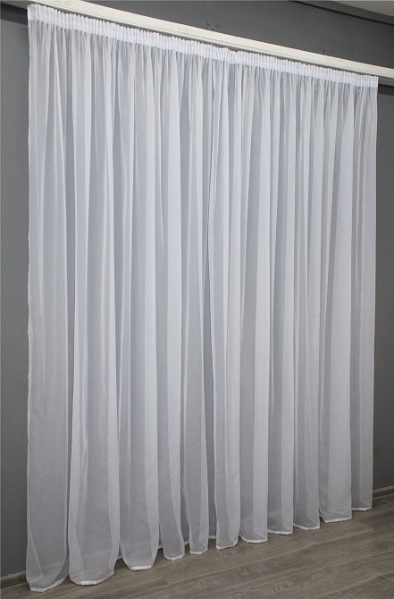 Тюль з тасьмою олівець VR-Textil н101 Шифон однотонний Білий 600х270 см (44-032) Київ - фото 3