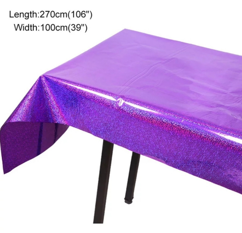 Скатерть клеенка из фольги с голограммой 270 на 100 см фиолетовый Киев - изображение 2