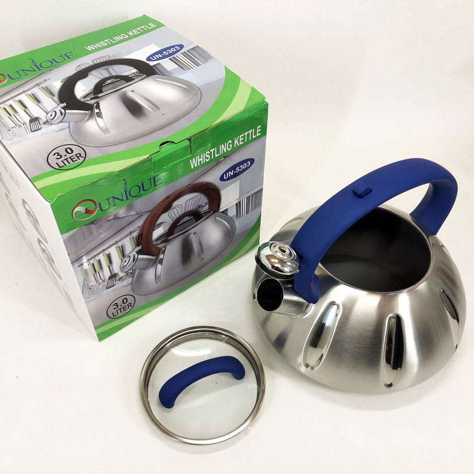 Чайник газовый 3 литра Unique, Чайник со свистком для электрической плиты с эргономичной ручкой GQ-35 Львов - изображение 5