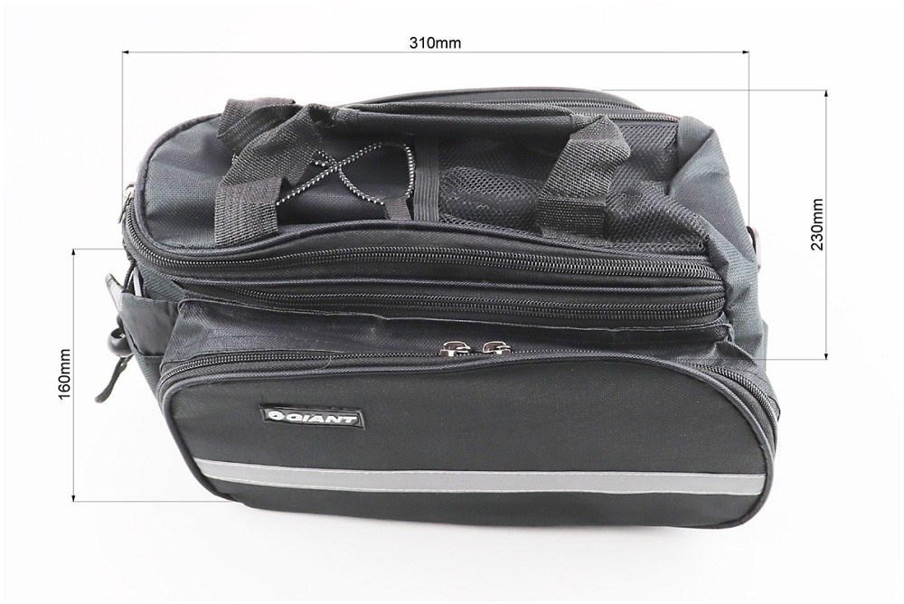 Сумка трансформер на багажник, розкладні бічні кишені, світловідбиваючі смуги, чорно-сіра, НЕ оригінал Київ - фото 4