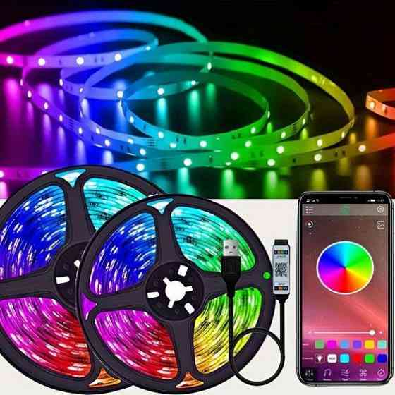 Гирлянда-лента Rope-Lights SMD5050-RGB bluetooth универсальная и провод черный 5м  7680 Одесса