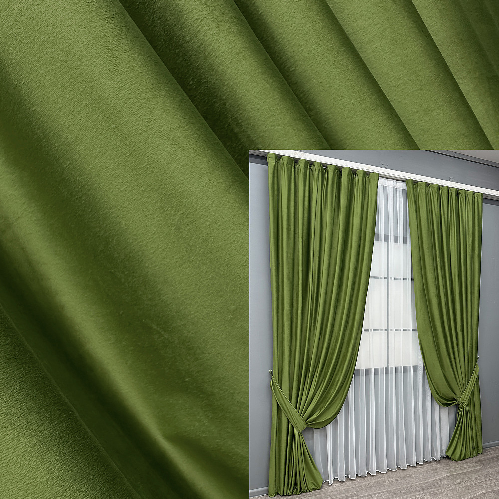 Комплект готових штор VR-Textil Оксамит (бархат) Зелений 200х290 см 2 шт (39-0134) Київ - фото 1