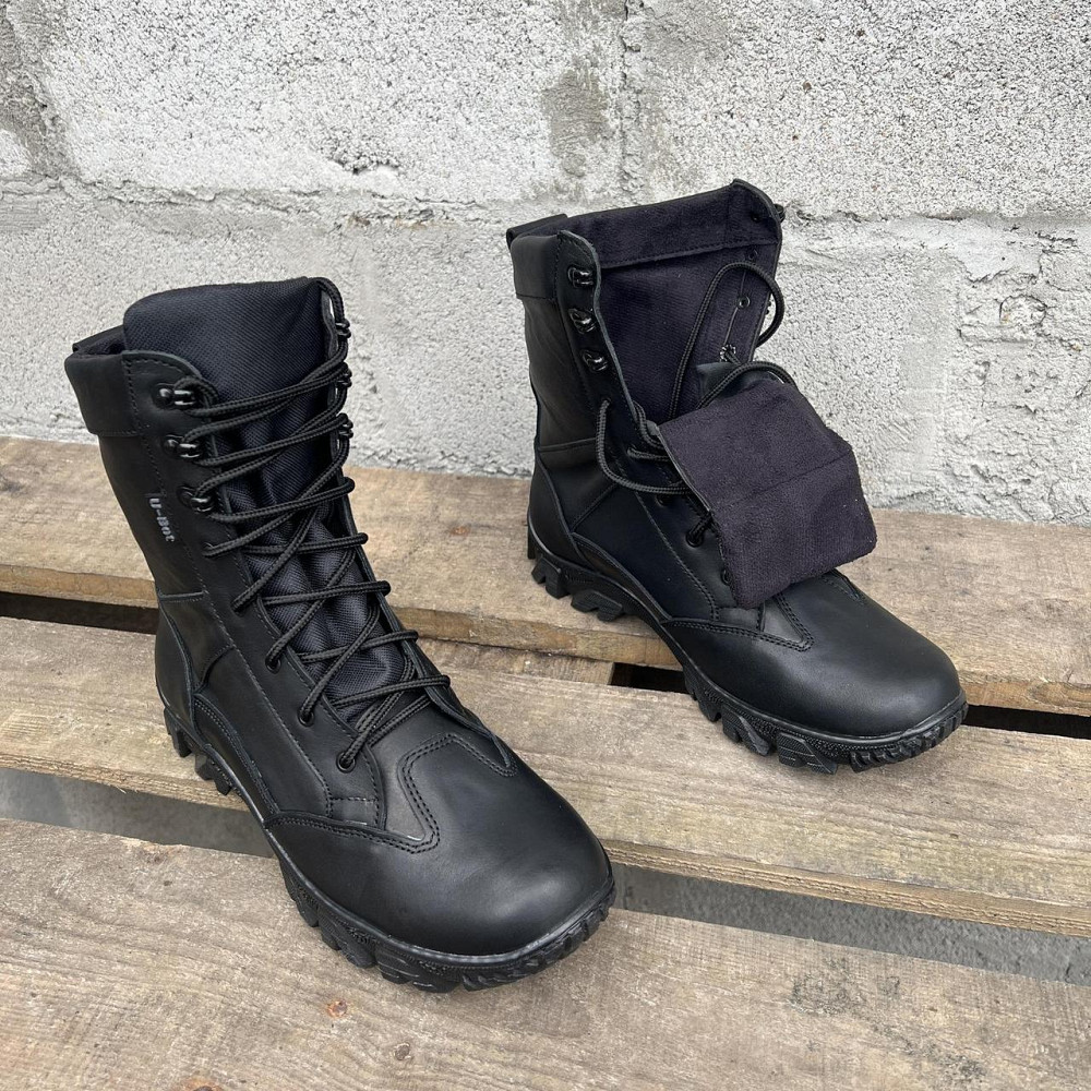 Тактичні демісезонні чоловічі чорні берці ТАЙФУН , військові чоловічі водонепроникні шкіряні берці Львів - фото 8