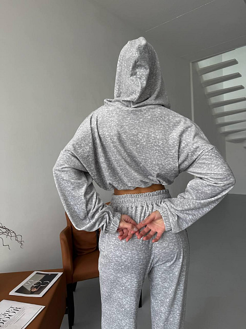 Жіночий велюровий костюм-двійка: худі на блискавці та штани Меланж, 42/44 Одеса - фото 3