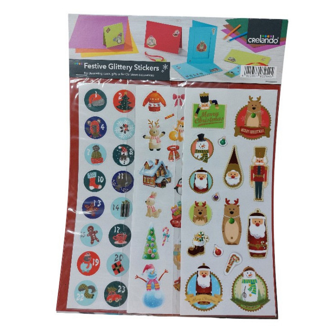 Яркие наклейки для новогодней упаковки 6 листов Crelando one size разноцветный Киев - изображение 1
