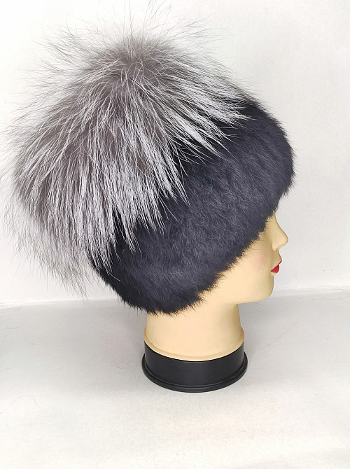 Шапка хутряна жіноча Мерлін з чорнобуркою Чорний Харків - фото 4