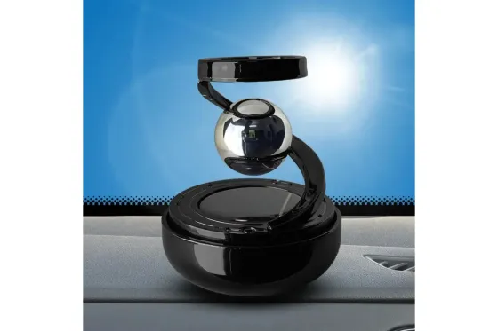 Автомобильный освежитель воздуха/ ароматизатор на солнечной энергии/ левитация кольца/ черный с шариком Коломыя