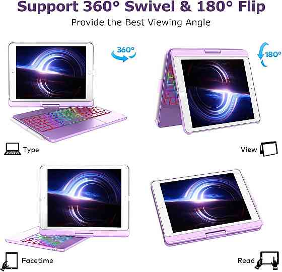 Кейс з клавіатурою для ipad 10.2 дюймів 9 8 7 покоління bluetooth підсвітка трекпад тримач для стилусу Киев