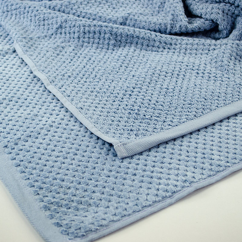 Набор махровых однотонных полотенец 3шт 50x90см, 50x90см, 70x140см Damask Премиум качества Жаккардовое с велюром 550г/м2 (Голубой) Сумы - изображение 3