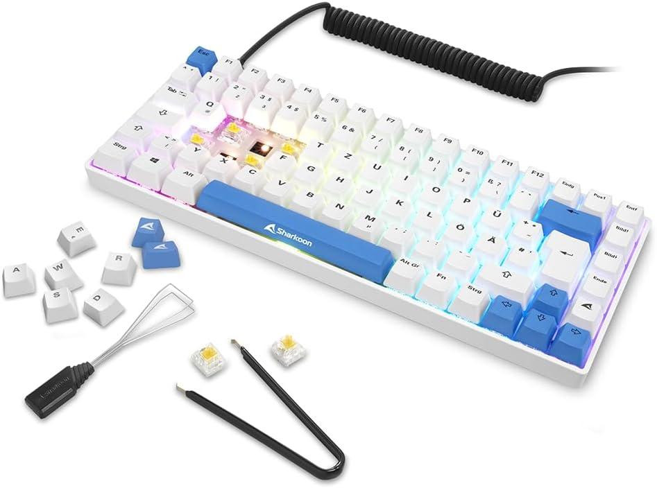 Механічна ігрова клавіатура дротова компактна з RGB підсвіткою Sharkoon Skiller SGK50, Hot-Swap, USB-C, Gateron біла, геймерська Київ - фото 8