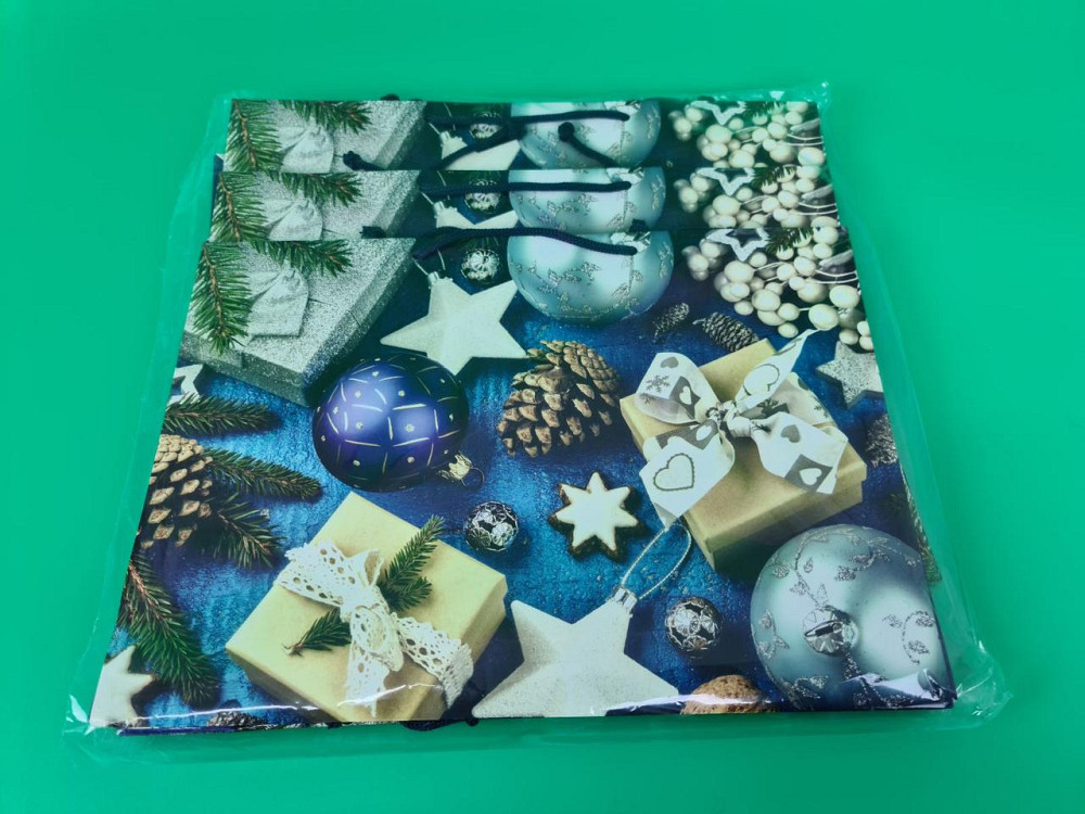 Бумажные пакеты большой горизонтальный 36/22/10  новоголний-06 (12 шт) Харьков - изображение 3