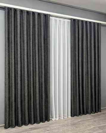 Комплект готових штор VR-Textil Льон Grand Linen № 2028ш Графітовий 200х300см 2 шт (32-383) Київ