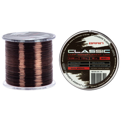 Волосінь Brain Classic Carp Line (dark brown) 600m 0.28mm 18lb 7.9kg (1858.81.14) Вінниця - фото 1
