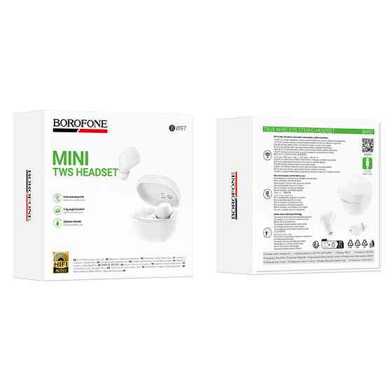 Беспроводные наушники TWS BOROFONE BW97 Clear White Одесса