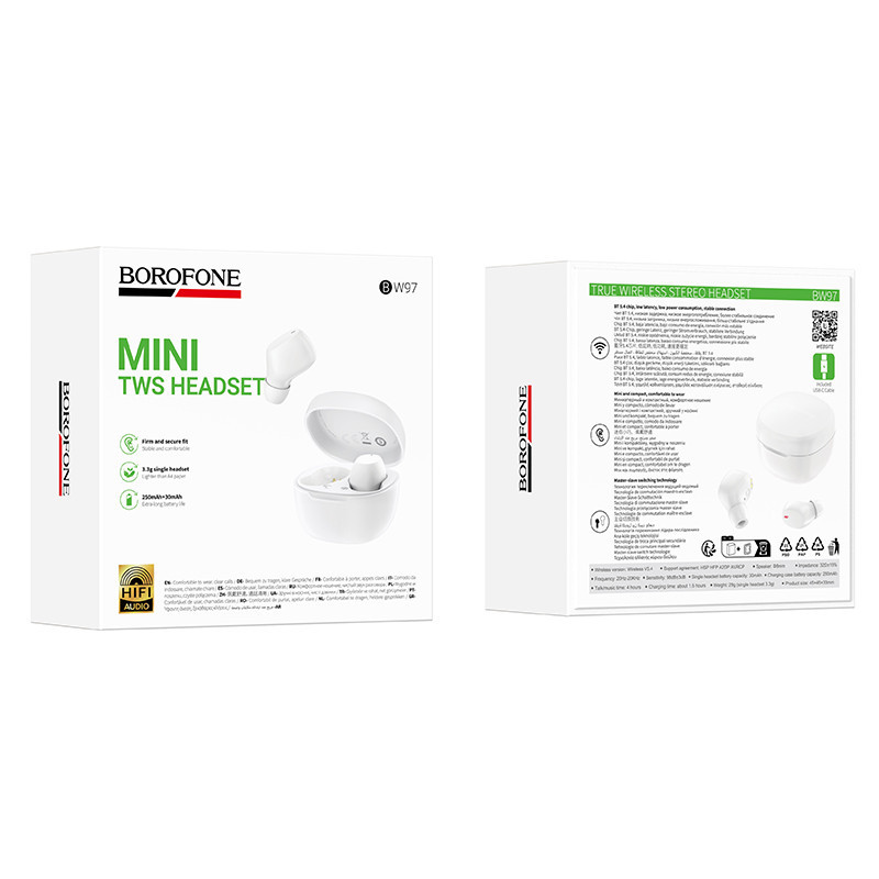 Беспроводные наушники TWS BOROFONE BW97 Clear White Одесса - изображение 2