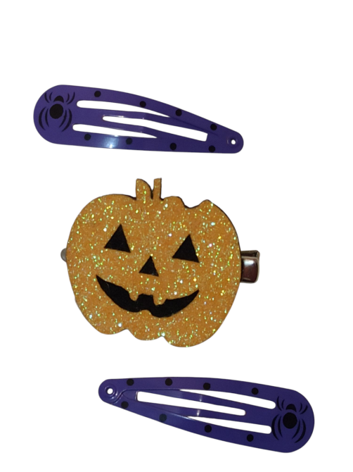 Набор 1 заколка Тыква и 2 заколки с принтом паук Хэллоуин фиолетовый Киев - изображение 3