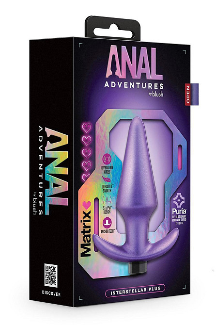 Анальна пробка з вібрацією Anal Adventures Blush, силіконова, фіолетова, 12.7 х 3.8 см Sex Aura Київ - фото 5