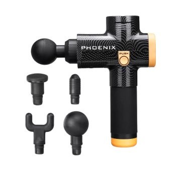 Масажний ударний пістолет тригерних точок Phoenix A2 (4 насадки) кнопковий Чорний Київ - фото 4