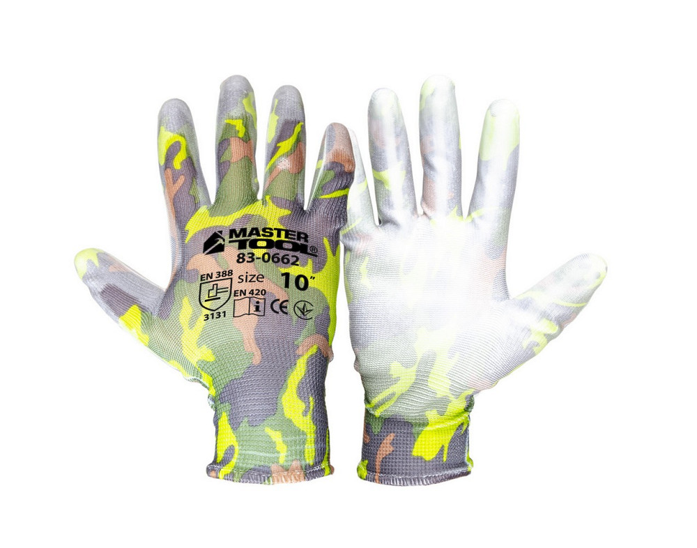 MASTERTOOL Рукавички безшовні трикотажні MASTERTOOL "Камуфляж" з поліуретановим покриттям долон Киев - изображение 1