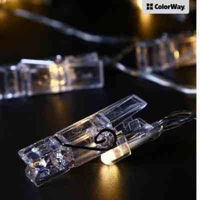 Гірлянда ColorWay 40 LED, 4.2м, з прищіпками (CW-LCP-40L42B) Вінниця