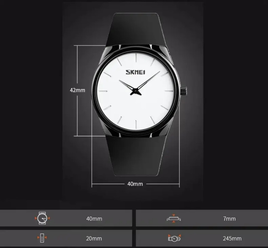 Наручные классические часы Skmei 1601S черные Винница - изображение 4