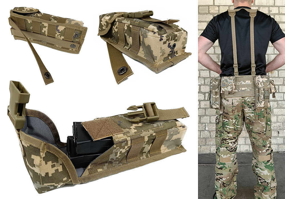 Підсумок під два магазини АК одинарний закритий піксель ЗСУ MM-14 (MOLLE, підсумок на розгрузку, жилет, РПС) Коломия - фото 1