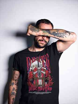 Футболка для хлопчика з аніме принтом Данте Схоотінг Дмк Преміум оверсайз (зріст від 165 до 180) Чорний AnimeJ0516m Дніпро