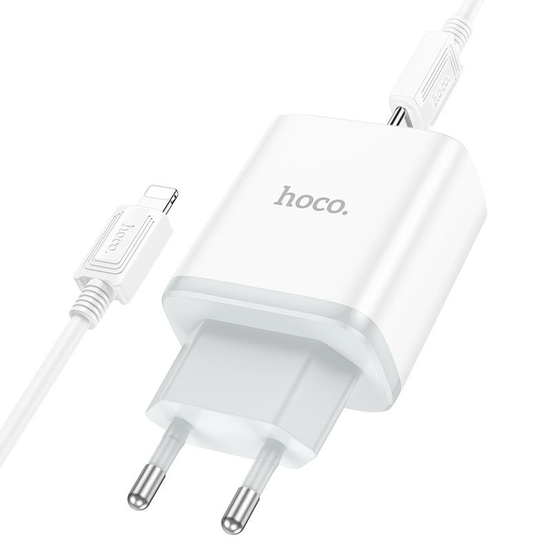 Зарядное устройство HOCO C104A с кабелем для iPhone белое Киев - изображение 4