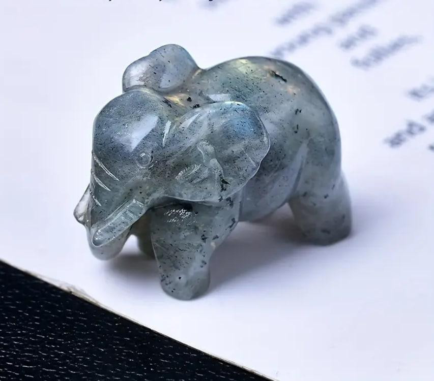 Фигурка хрустального слона из натурального камня лабродарита 35 мм, карманное украшение, декор для д Киев - изображение 1