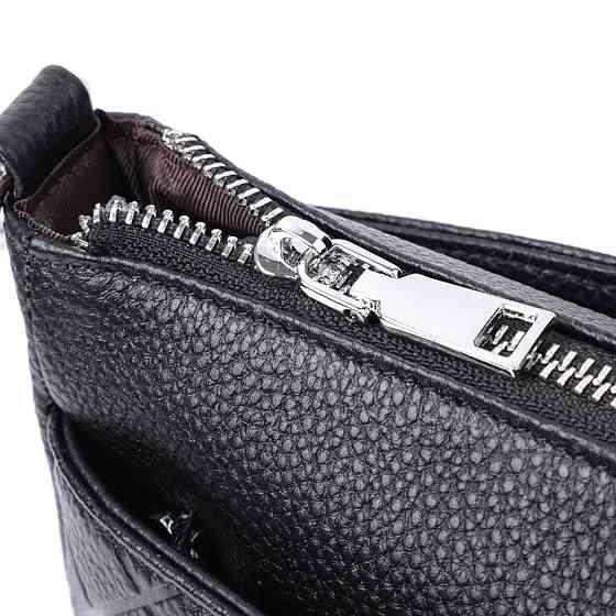 Елегантна сумка для жінок на три відділення з натуральної шкіри Чорний (Vintage) Київ