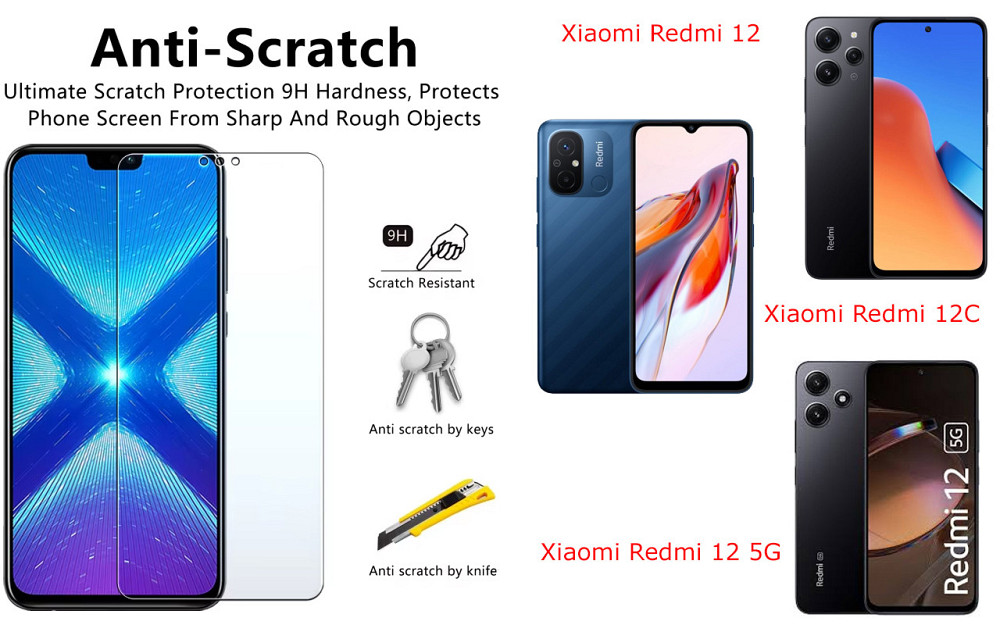 Защитное стекло NeoGlass для Xiaomi Redmi 12, 12C, 12 5G – ультрапрозрачное и устойчивое Киев - изображение 1