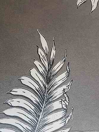 Обои виниловые на флизелине Marburg 31847 New modern крупные листья ветки серые черные на черном фоне Киев