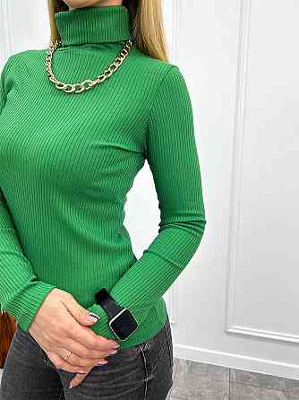 Жіночий гольф в рубчик "Made" оптом | Батал 54-56, Зелений Київ