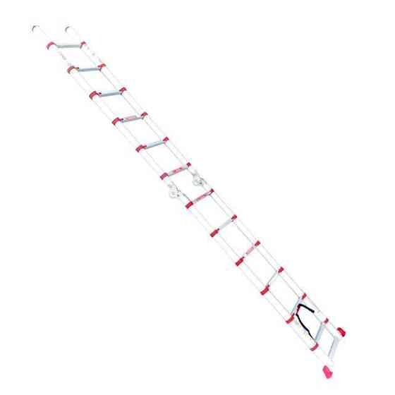 Драбина алюмінієва універсальна розкладна телескопічна, 12 сход., 3,85 м, 150 кг INTERTOOL LT-3039 Київ