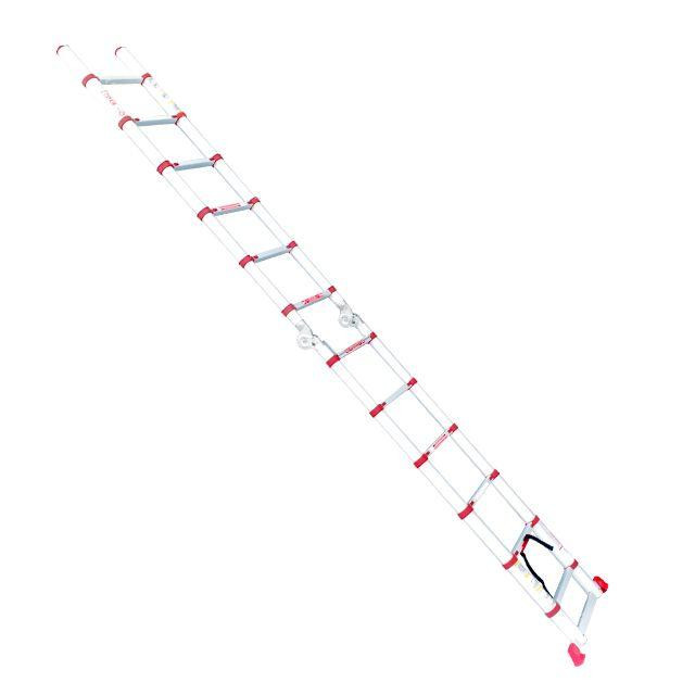Драбина алюмінієва універсальна розкладна телескопічна, 12 сход., 3,85 м, 150 кг INTERTOOL LT-3039 Киев - изображение 3