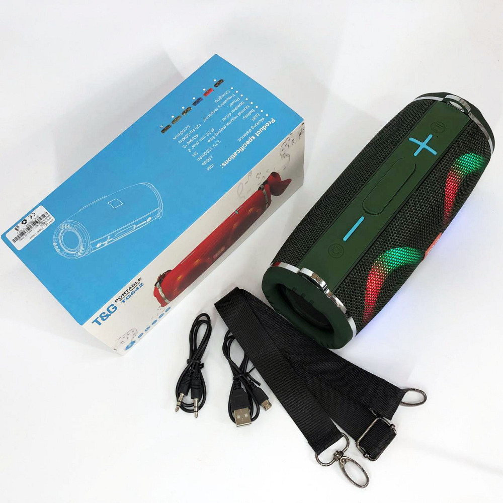 Bluetooth колонка з динамічним підсвічуванням TG642, Бездротова портативна колонка з ремінцем KL-95 Львів - фото 9