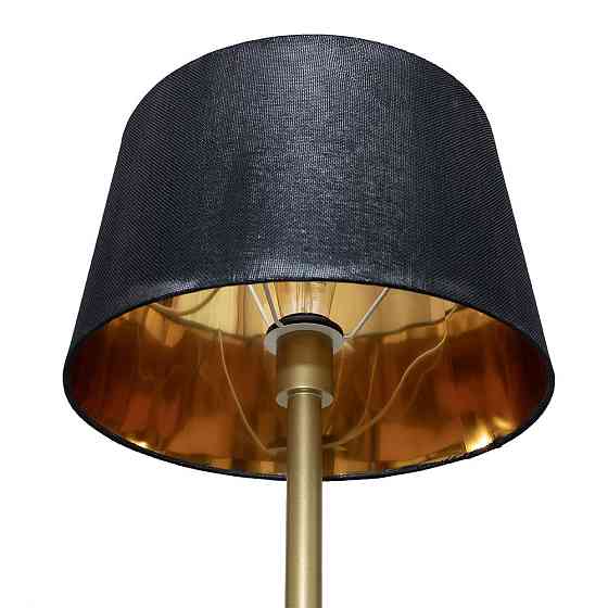 Торшер MSK Electric з чорним плафоном із тканини під лампу Е27 із золотою основою NL 3621 GD+BK Одеса