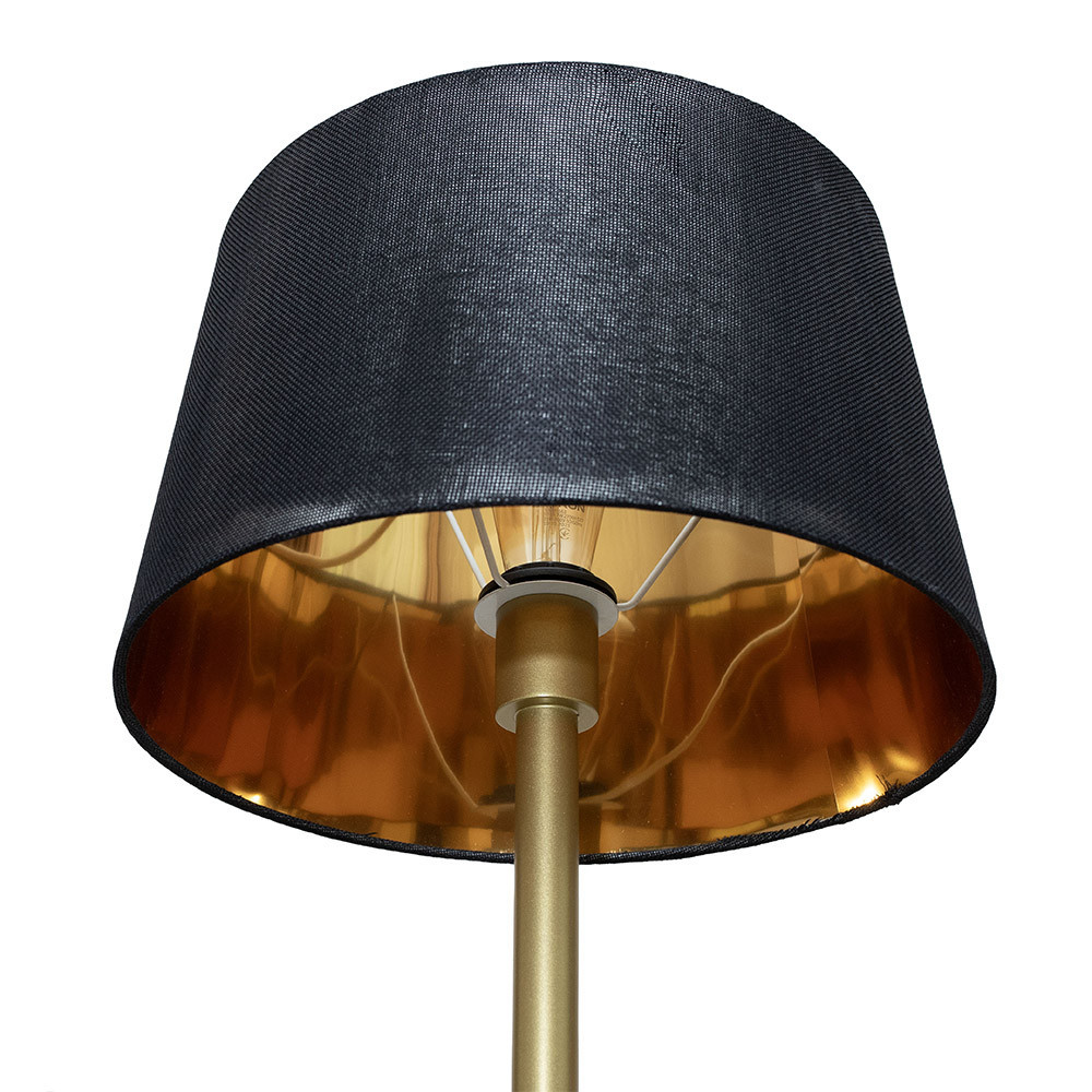 Торшер MSK Electric з чорним плафоном із тканини під лампу Е27 із золотою основою NL 3621 GD+BK Одеса - фото 4