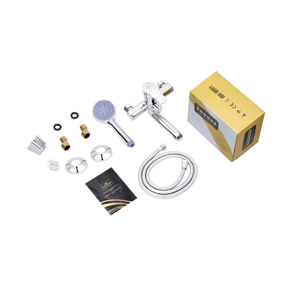 Змішувач для ванни Kroner KRM Elbe - C060 з душовим гарнітуром, хром Київ - фото 9