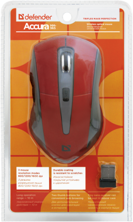 Миша Defender Accura MM-965 Wireless Red (52966) (6294157) Київ