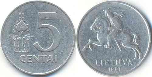 Монета 5 Цент Литва (1991 - ) Алюминий (АА) Полтава