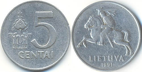 Монета 5 Цент Литва (1991 - ) Алюміній (АА) Полтава - фото 1