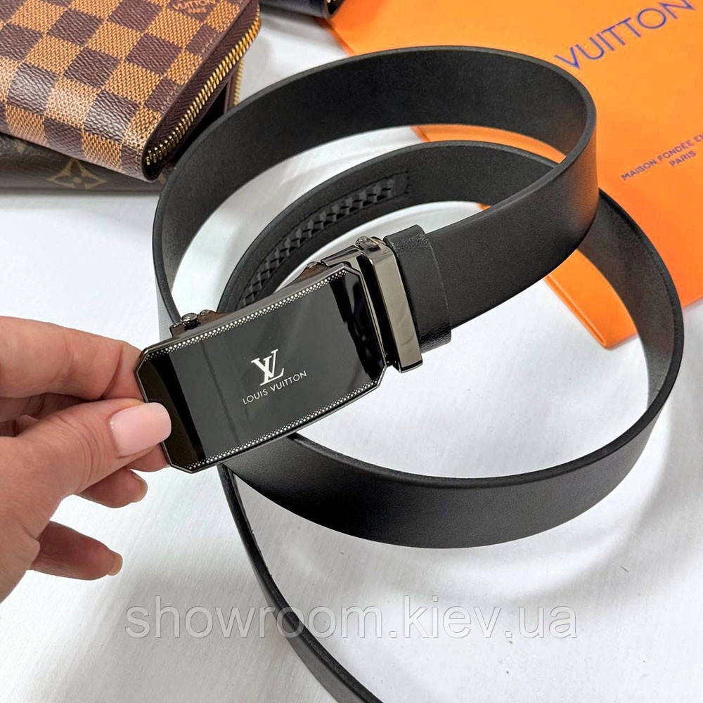 Мужской кожаный ремень автомат LV (7112) Киев - изображение 4