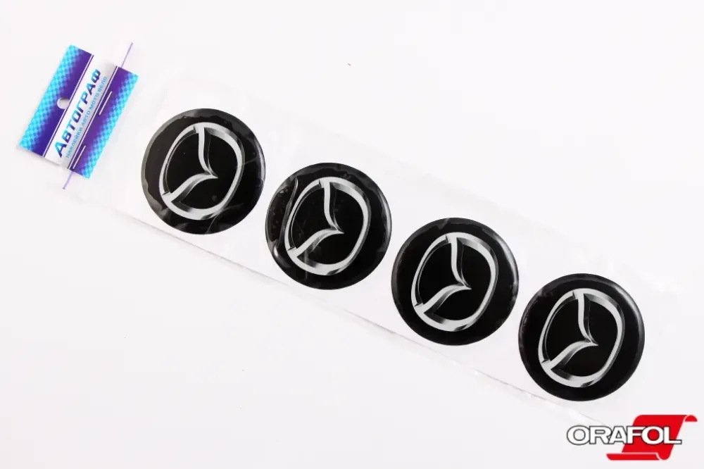 Наклейка на колпак 55ммом силікон Mazda чорна Автограф (4 шт). Вінниця - фото 1