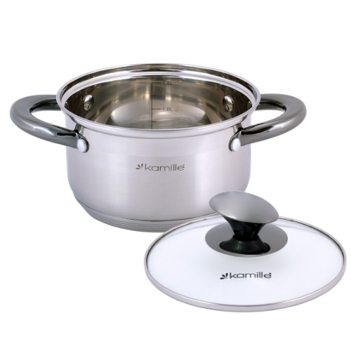 Каструля нержавіюча сталь 1,5л з кришкою порожнисті ручки 4920 KAMILLE Житомир - изображение 3